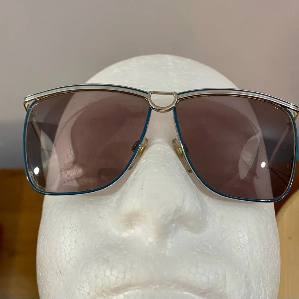 Gucci Vintage 70s Sunglasses Silver Plated Blue Authentic‎ Sz 58-11-135 2204 Y2K